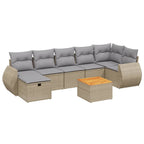 8-tlg. Garten-Sofagarnitur mit Kissen Beige Poly Rattan