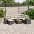 8-tlg. Garten-Sofagarnitur mit Kissen Schwarz Poly Rattan