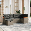 6-tlg. Garten-Sofagarnitur mit Kissen Grau Poly Rattan