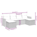 6-tlg. Garten-Sofagarnitur mit Kissen Schwarz Poly Rattan