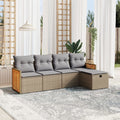 5-tlg. Garten-Sofagarnitur mit Kissen Beige Poly Rattan