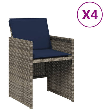 Gartenstühle mit Kissen 4 Stk. Grau Poly Rattan