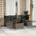 6-tlg. Garten-Sofagarnitur mit Kissen Grau Poly Rattan