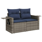 9-teiliges Gartensofa-Set mit Kissen, grau, Polyrattan