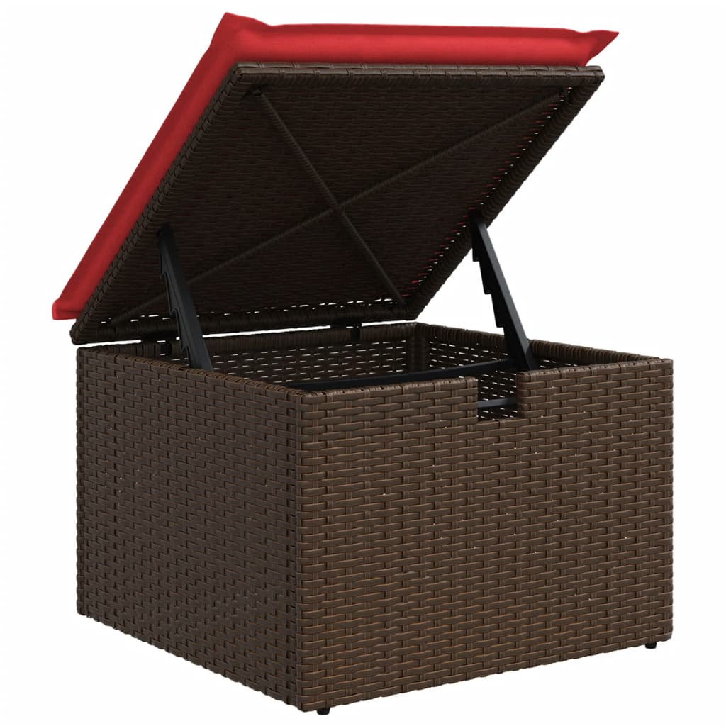7-teiliges Gartensofa-Set mit Kissen, braun, Polyrattan