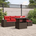 6-teiliges Gartensofa-Set mit Kissen, braun, Polyrattan