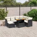 8-tlg. Garten-Sofagarnitur mit Kissen Schwarz Poly Rattan
