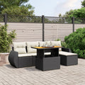 6-tlg. Garten-Sofagarnitur mit Kissen Schwarz Poly Rattan