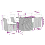 5-tlg. Garten-Sofagarnitur mit Kissen Schwarz Poly Rattan