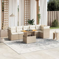 7-tlg. Garten-Sofagarnitur mit Kissen Beige Poly Rattan