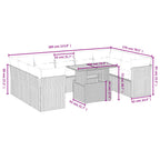 10-tlg. Garten-Sofagarnitur mit Kissen Grau Poly Rattan
