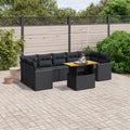 8-tlg. Garten-Sofagarnitur mit Kissen Schwarz Poly Rattan
