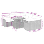 9-tlg. Garten-Sofagarnitur mit Kissen Schwarz Poly Rattan