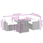 6-tlg. Garten-Sofagarnitur mit Kissen Grau Poly Rattan