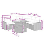 7-tlg. Garten-Sofagarnitur mit Kissen Beige Poly Rattan