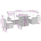 7-tlg. Garten-Sofagarnitur mit Kissen Grau Poly Rattan