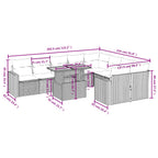 10-tlg. Garten-Sofagarnitur mit Kissen Grau Poly Rattan