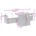 5-tlg. Garten-Sofagarnitur mit Kissen Grau Poly Rattan