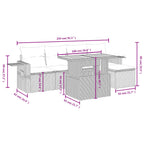 6-tlg. Garten-Sofagarnitur mit Kissen Schwarz Poly Rattan
