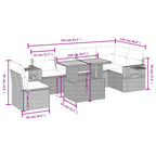 7-tlg. Garten-Sofagarnitur mit Kissen Grau Poly Rattan