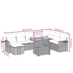 9-tlg. Garten-Sofagarnitur mit Kissen Schwarz Poly Rattan