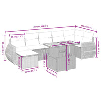 8-tlg. Garten-Sofagarnitur mit Kissen Grau Poly Rattan