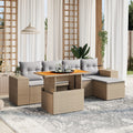 6-tlg. Garten-Sofagarnitur mit Kissen Beige Poly Rattan