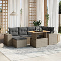 7-tlg. Garten-Sofagarnitur mit Kissen Grau Poly Rattan