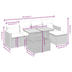 6-tlg. Garten-Sofagarnitur mit Kissen Schwarz Poly Rattan