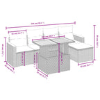 6-tlg. Garten-Sofagarnitur mit Kissen Schwarz Poly Rattan