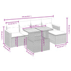 6-tlg. Garten-Sofagarnitur mit Kissen Beige Poly Rattan