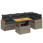 6-tlg. Garten-Sofagarnitur mit Kissen Grau Poly Rattan