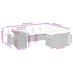 10-tlg. Garten-Sofagarnitur mit Kissen Schwarz Poly Rattan