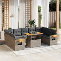 11-tlg. Garten-Sofagarnitur mit Kissen Grau Poly Rattan