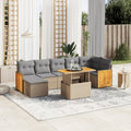 8-tlg. Garten-Sofagarnitur mit Kissen Beige Poly Rattan
