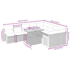 10-tlg. Garten-Sofagarnitur mit Kissen Schwarz Poly Rattan