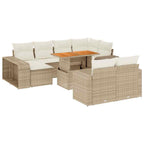 11-tlg. Garten-Sofagarnitur mit Kissen Beige Poly Rattan