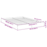 Bettgestell Grau Sonoma 140x200 cm Holzwerkstoff