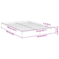 Bettgestell Grau Sonoma 135x190 cm Holzwerkstoff