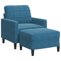 Sessel mit Hocker Blau 60 cm Samt