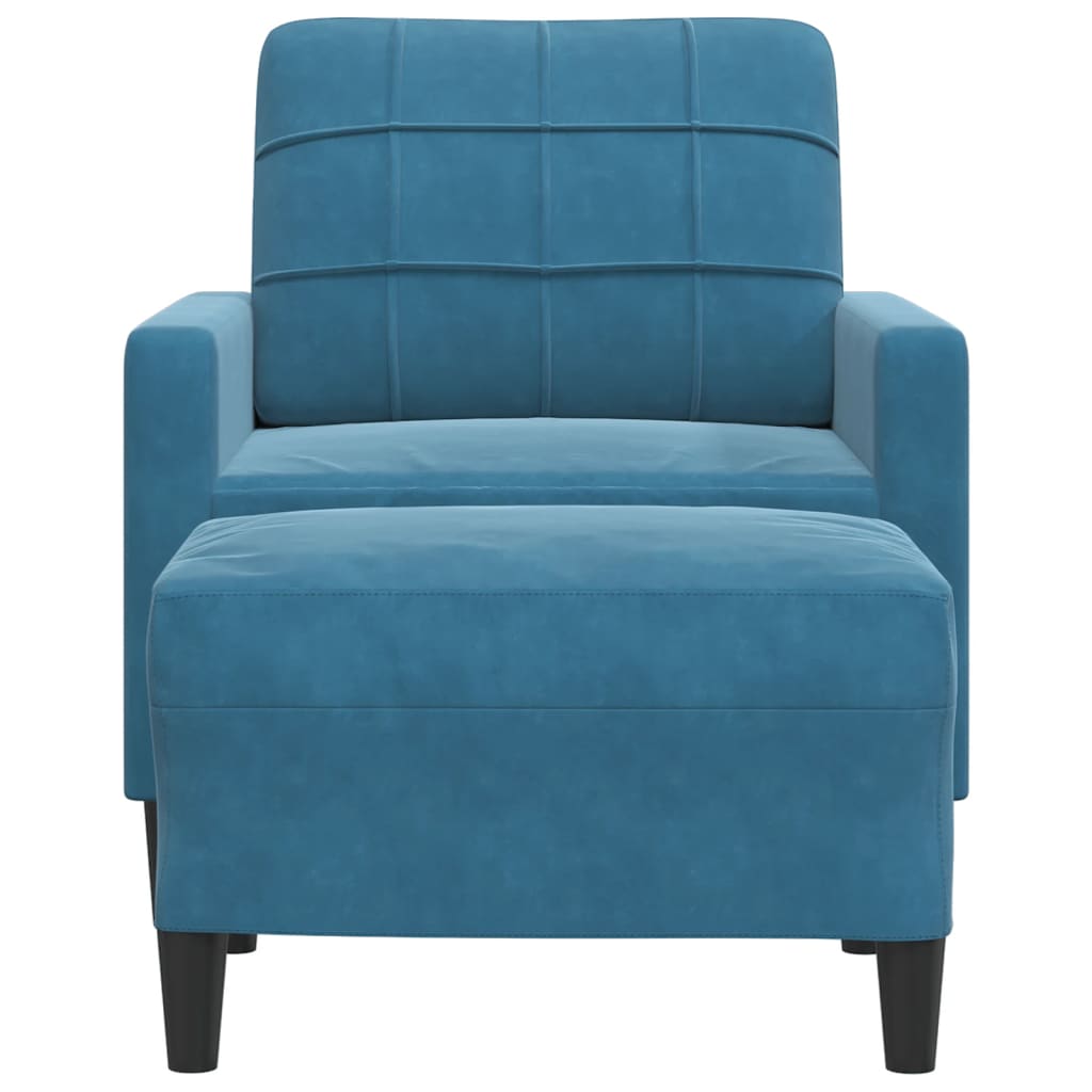 Sessel mit Hocker Blau 60 cm Samt