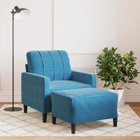 Sessel mit Hocker Blau 60 cm Samt