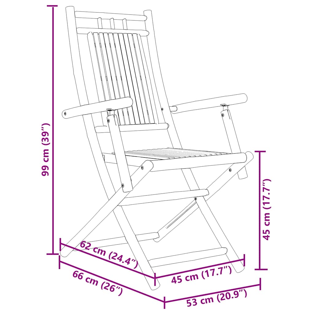 Gartenstühle 4 Stk. Klappbar 53x66x99 cm Bambus
