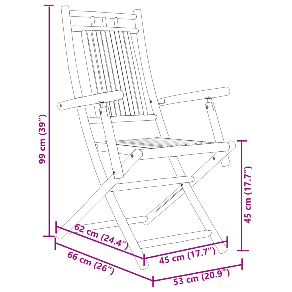 Gartenstühle 6 Stk. Klappbar 53x66x99 cm Bambus