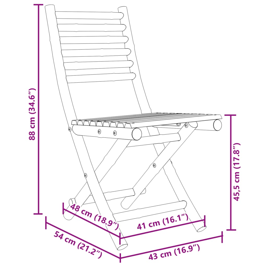 Gartenstühle 6 Stk. Klappbar 43x54x88 cm Bambus