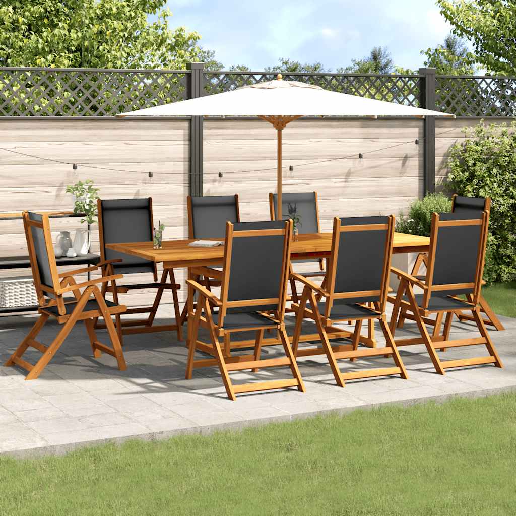 9-tlg. Garten-Essgruppe Massivholz Akazie und Textilene