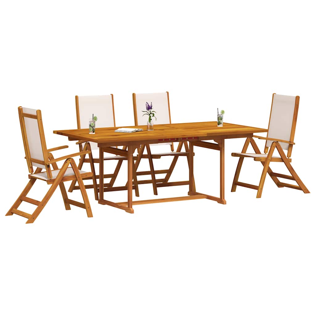 5-tlg. Garten-Essgruppe Massivholz Akazie und Textilene