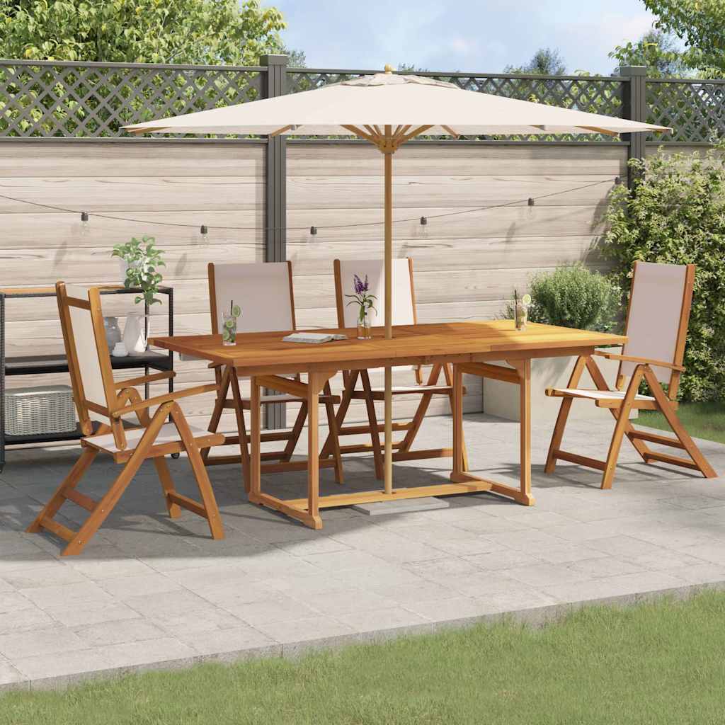 5-tlg. Garten-Essgruppe Massivholz Akazie und Textilene