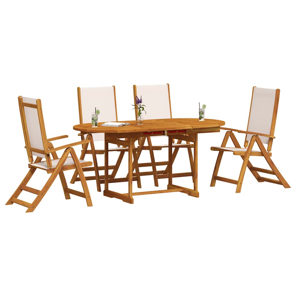 5-tlg. Garten-Essgruppe Massivholz Akazie und Textilene