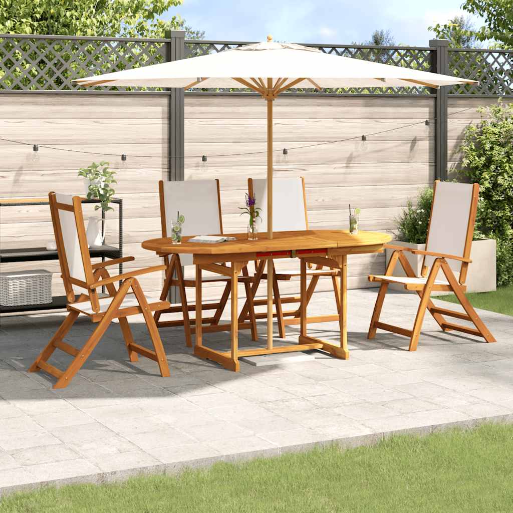 5-tlg. Garten-Essgruppe Massivholz Akazie und Textilene
